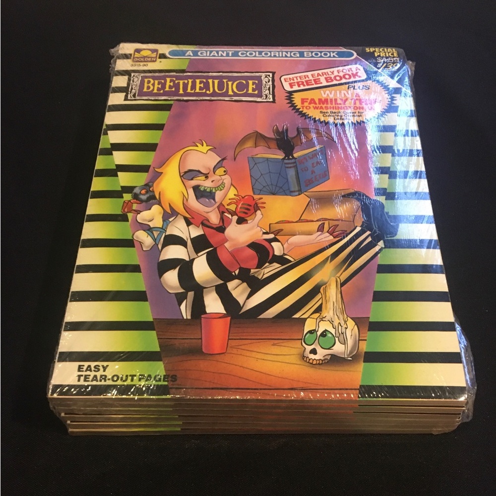 RARE Sealed 6-Pack Beetlejuice Vintage Coloring Books
